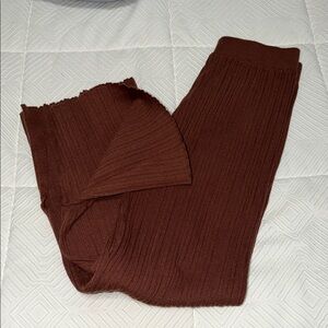Brown Ribbed Knit Pants
